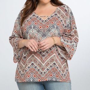 Torrid Multi Print Crisscross Top -Bohemian, Aztec